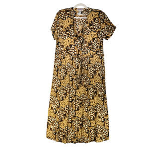 Vintage Beth Me Midi Dress Women Large Wild Print Leopard Cat Attached Cardigan